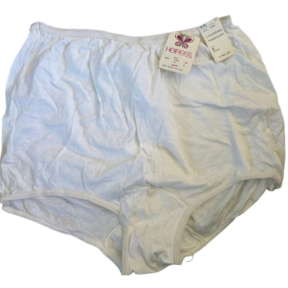 Vtg 1990s WOMEN'S Heiress 100% Combed Cotton Brief White Panties Size 9